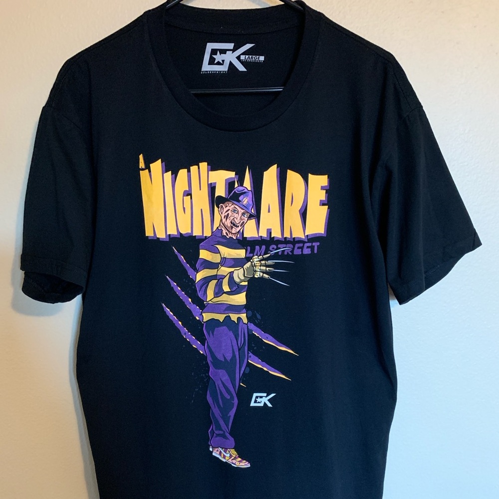 Freddy Krueger Nightmare Lakers Men Shirt Large Cotton Polyester. Good Condition